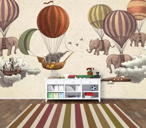 Hot Air Balloons Elephants Wallpaper Wallmural - Image 4