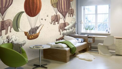 Hot Air Balloons Elephants Wallpaper Wallmural - Image 5