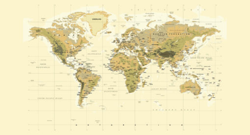 Worldmap Wallpaper in Beige - Image 2