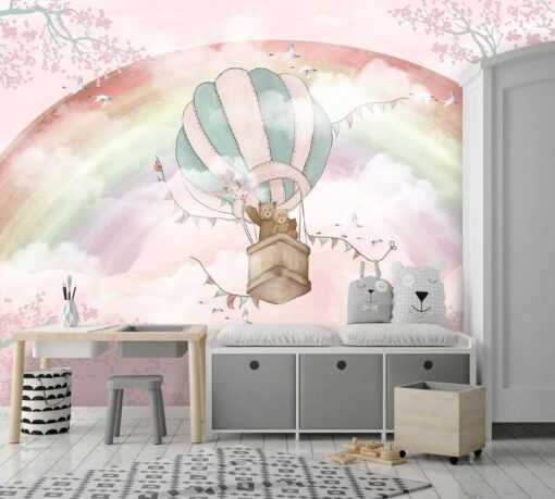 Rainbow & Bear Mural - Pink - Image 3