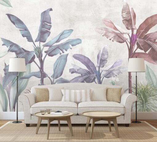 Pink and Blue Tones Colorful Palm Trees Mural - Image 4