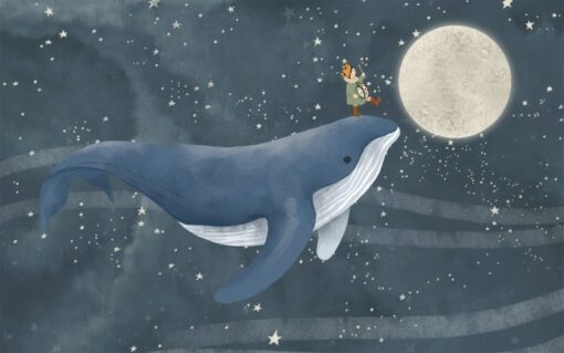 Whale And Kid Dream Night Wallpaper Wallmural - Image 3