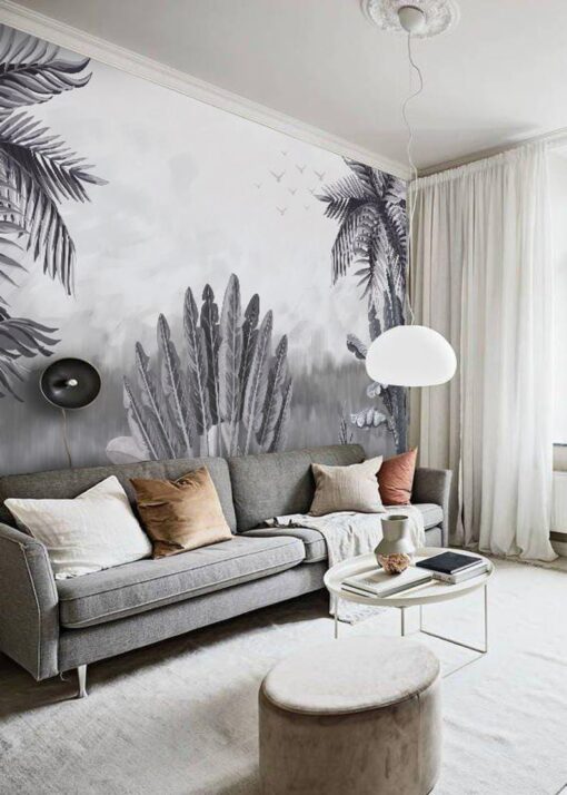 Tropical Trees and Bird Mural - BW - Image 5