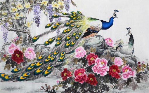 Peacock Wallpaper Floral Wallmural - Image 2