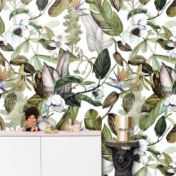 Tropical Leaves And Flowers Wallmural