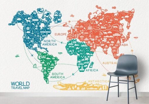 Continents Map Wallmural