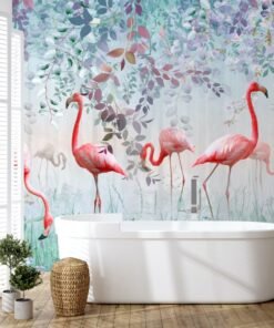 Tropical Flamingo Bloom Wallmural