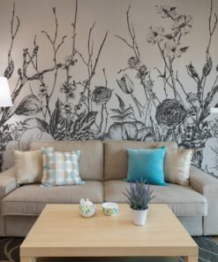 Monochrome Bloom Wallmural